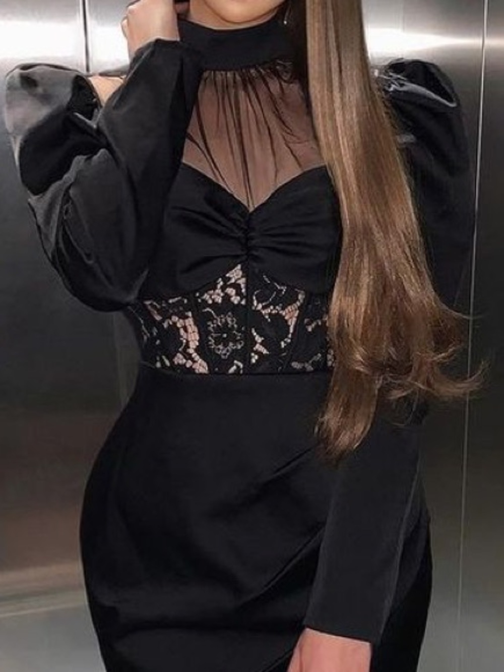 Lavish Alice Black Mesh corset dress